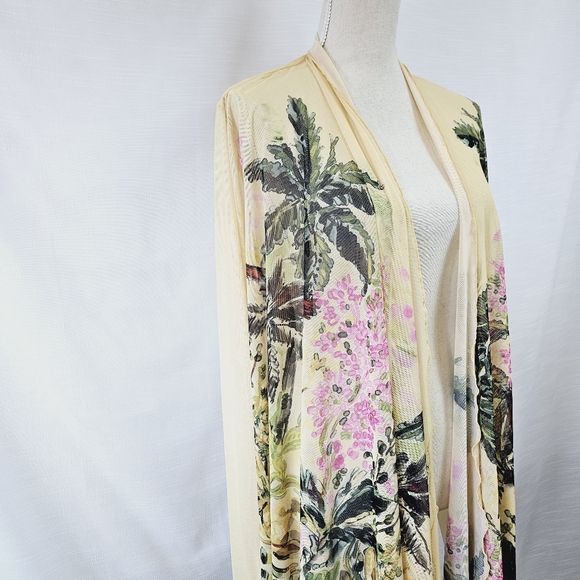 NWT Petit Pois by Viviana G Sheer Palm Tree Print Cardigan size Small/Medium - Picture 3 of 10